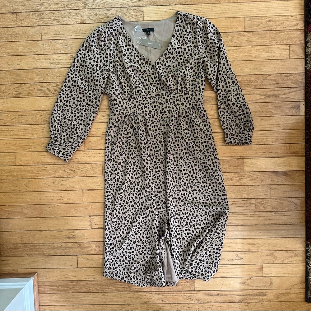 J. Crew Button-front A-line midi dress in leopard size 8 - Picture 6 of 13